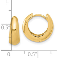 14K Yellow Gold Polished Hinged Huggie Hoop Earrings - 13.3mm Length by 0