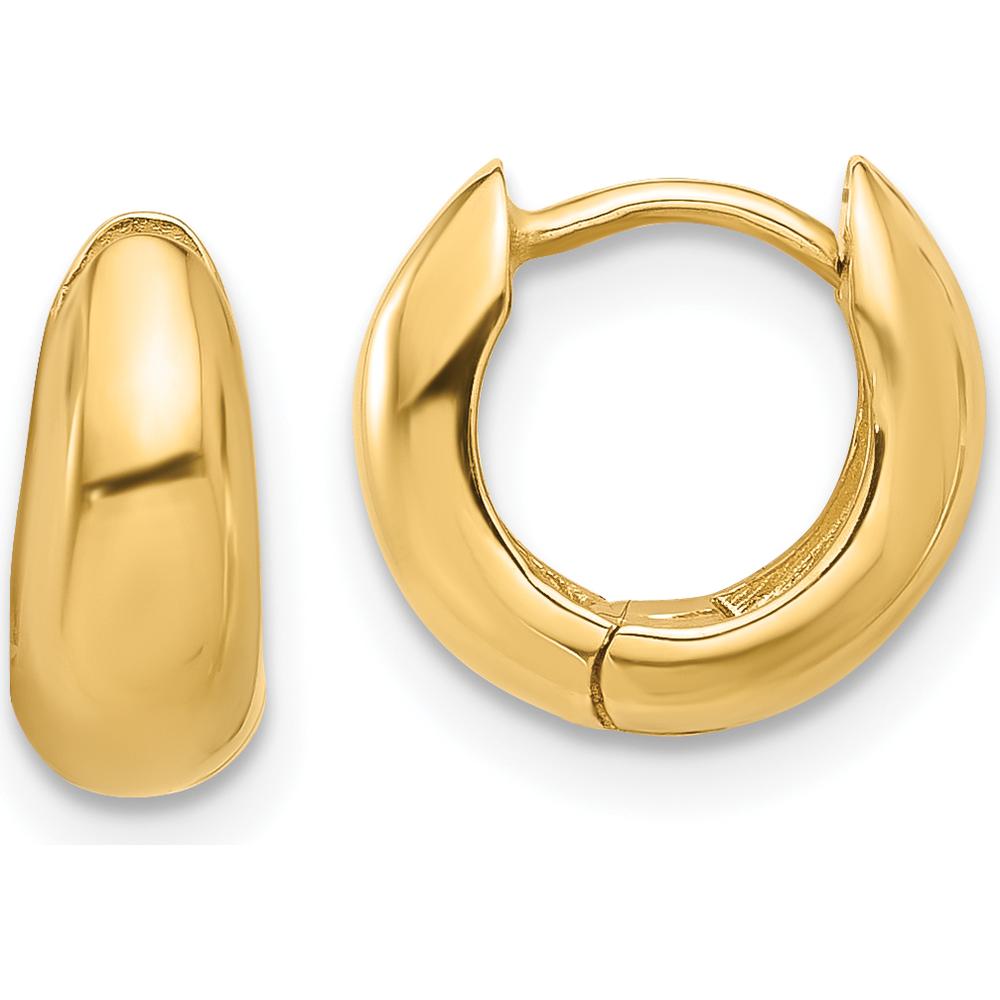 14K Yellow Gold Polished Hinged Huggie Hoop Earrings - Elegant and Timeless Design by 0