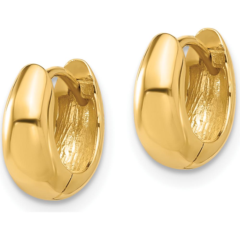 14K Yellow Gold Polished Hinged Huggie Hoop Earrings - Elegant and Timeless Design by 0