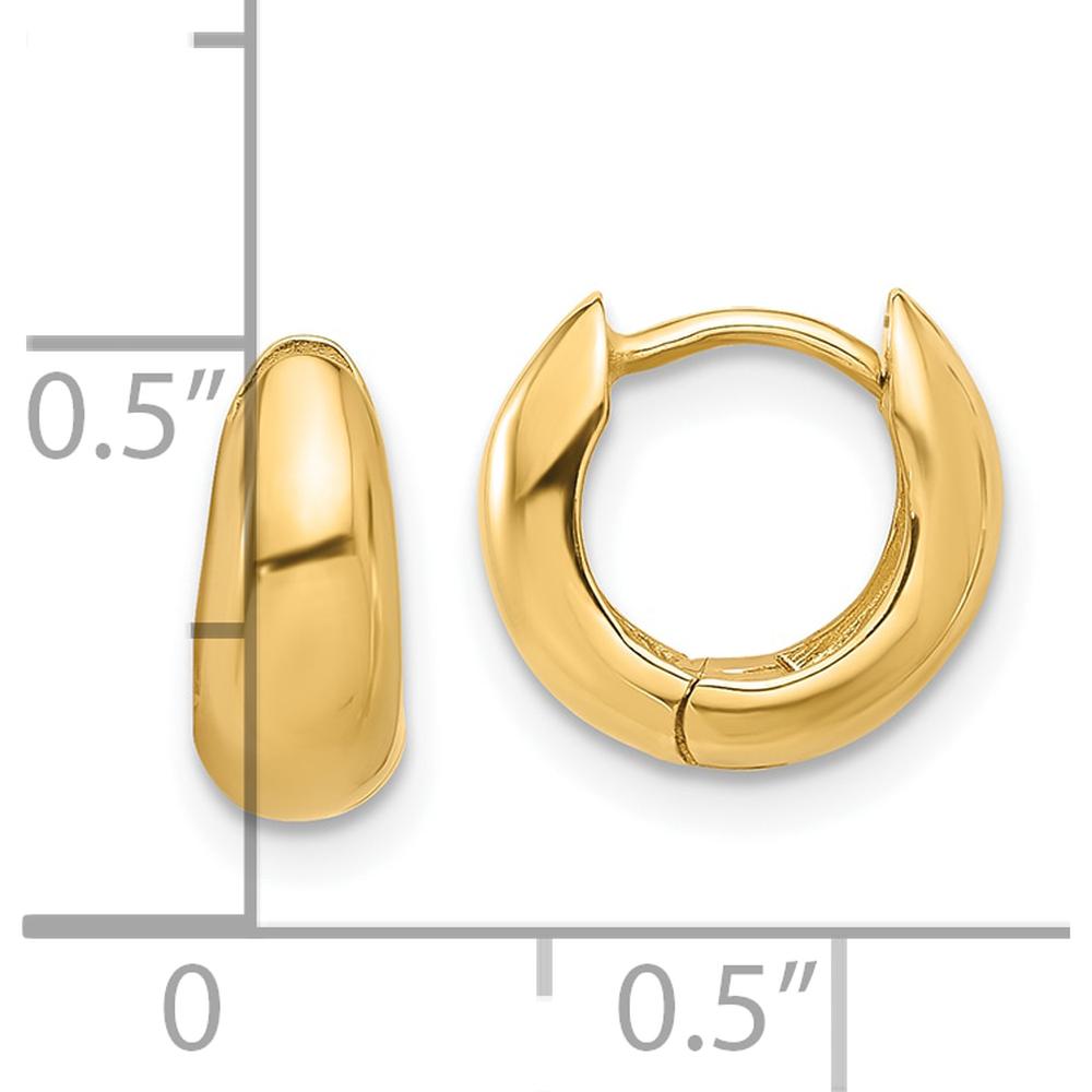 14K Yellow Gold Polished Hinged Huggie Hoop Earrings - Elegant and Timeless Design by 0