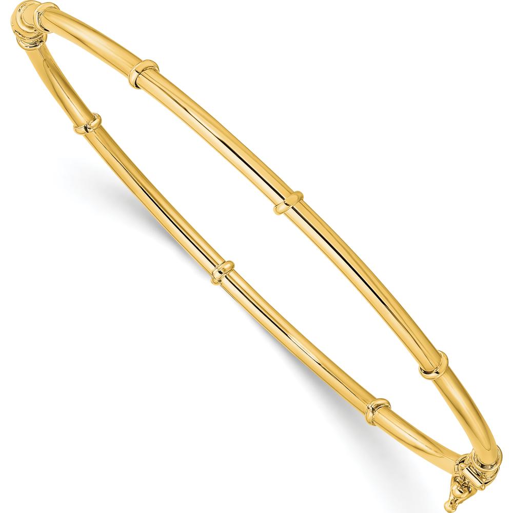 14K Yellow Gold Polished Hinged Oval Bangle Bracelet - 7.5 inches by Oro Pregiato