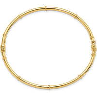 14K Yellow Gold Polished Hinged Oval Bangle Bracelet - 7.5 inches by Oro Pregiato
