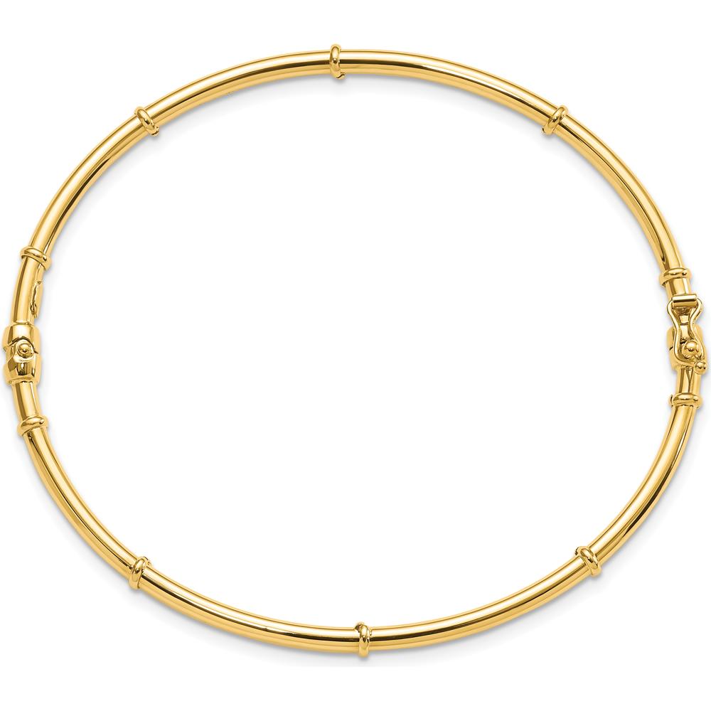 14K Yellow Gold Polished Hinged Oval Bangle Bracelet - 7.5 inches by Oro Pregiato