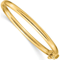 14K Yellow Gold Polished Hinged Safety Clasp Baby Bangle - 3.75mm Width by Oro Pregiato