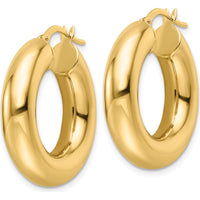 14K Yellow Gold Polished Hollow 6mm Large Round Hoop Earrings by 0