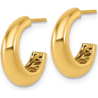 14K Yellow Gold Polished Hollow C-Hoop Earrings - 14.9mm Length by 0