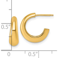 14K Yellow Gold Polished Hollow C-Hoop Earrings - 14.9mm Length by 0