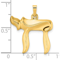 14K Yellow Gold Polished Hollow Chai Symbol Pendant - Elegant Life Symbol by Oro Pregiato