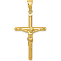 14K Yellow Gold Polished Hollow Crucifix Pendant - 57mm in Length by Oro Pregiato