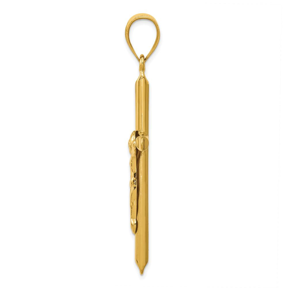 14K Yellow Gold Polished Hollow Crucifix Pendant - 57mm in Length by Oro Pregiato
