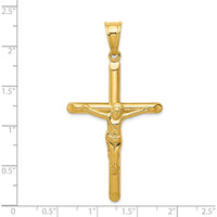 14K Yellow Gold Polished Hollow Crucifix Pendant - 57mm in Length by Oro Pregiato