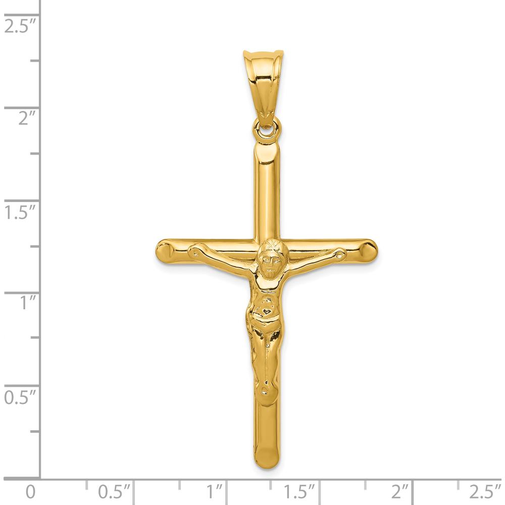 14K Yellow Gold Polished Hollow Crucifix Pendant - 57mm in Length by Oro Pregiato