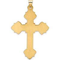 14K Yellow Gold Polished Hollow Fleur de Lis Cross Pendant - 55.5mm Length by Oro Pregiato