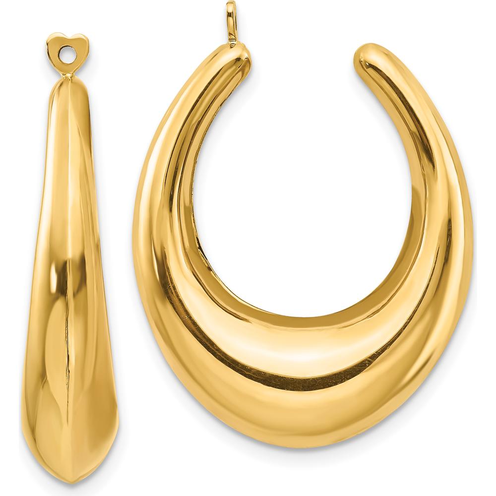 14K Yellow Gold Polished Hollow Hoop Earring Jackets - 31mm Length by Oro Pregiato