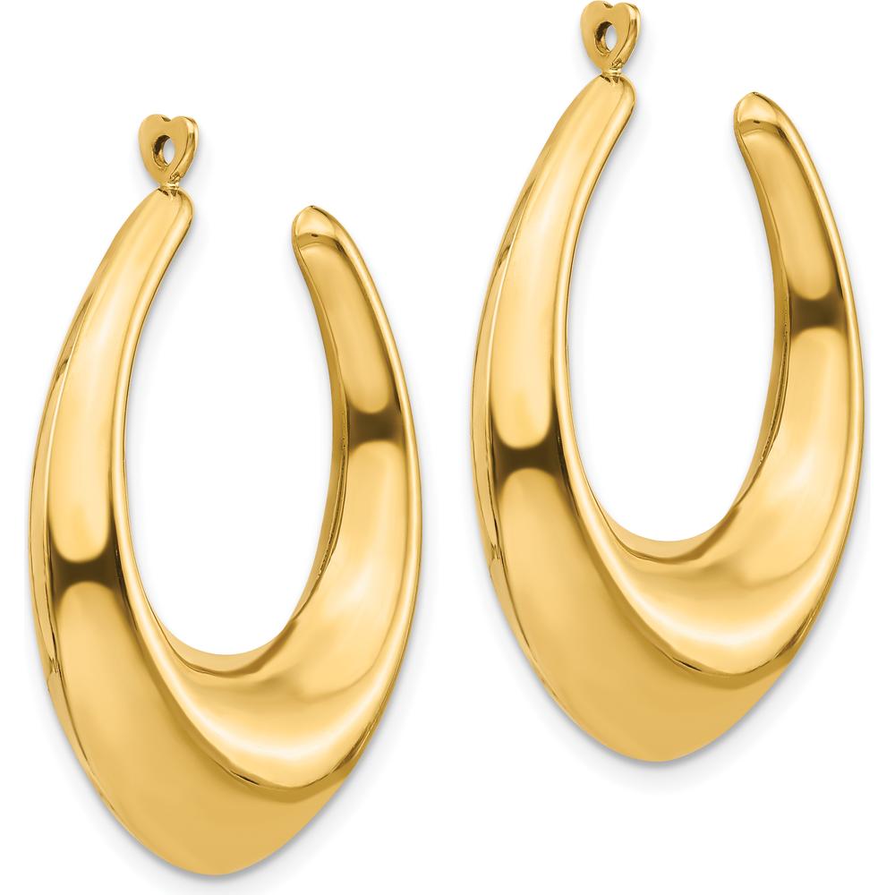 14K Yellow Gold Polished Hollow Hoop Earring Jackets - 31mm Length by Oro Pregiato