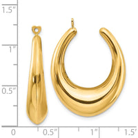 14K Yellow Gold Polished Hollow Hoop Earring Jackets - 31mm Length by Oro Pregiato