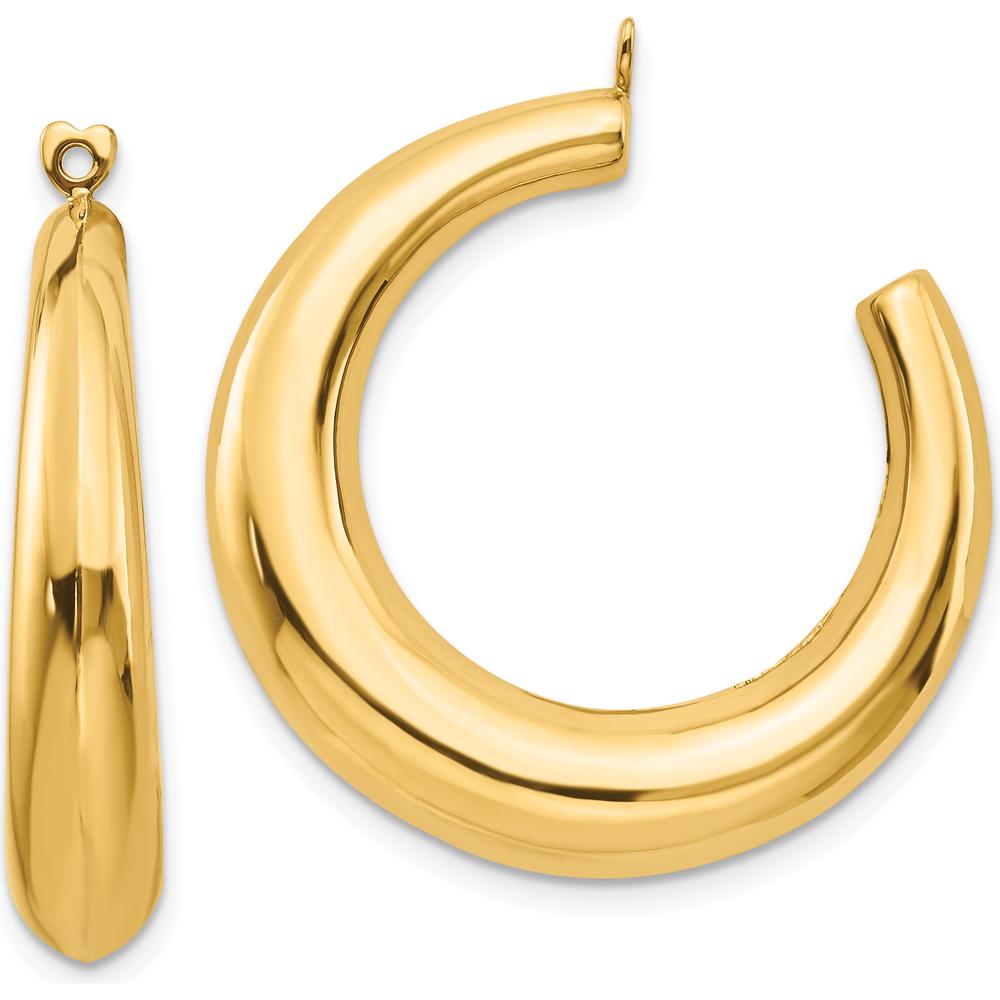 14K Yellow Gold Polished Hollow Hoop Earring Jackets - 33mm Length by Oro Pregiato