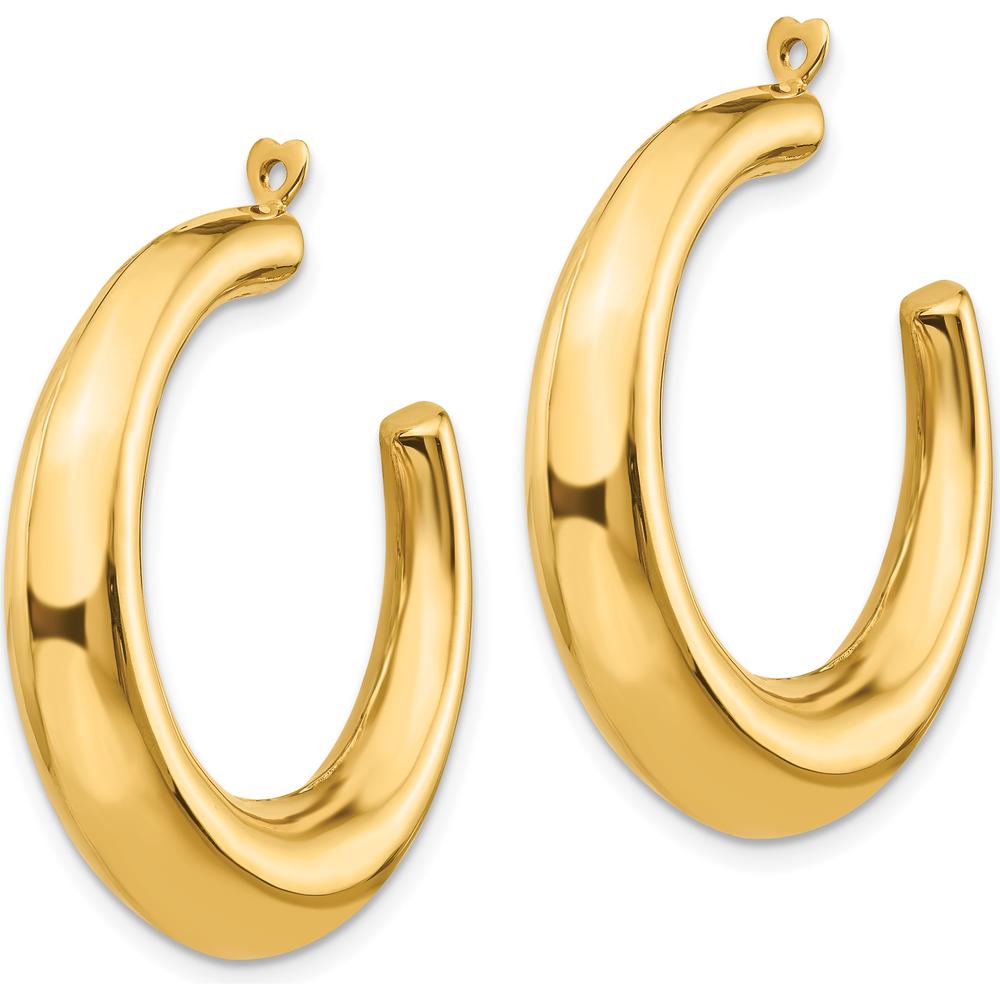 14K Yellow Gold Polished Hollow Hoop Earring Jackets - 33mm Length by Oro Pregiato