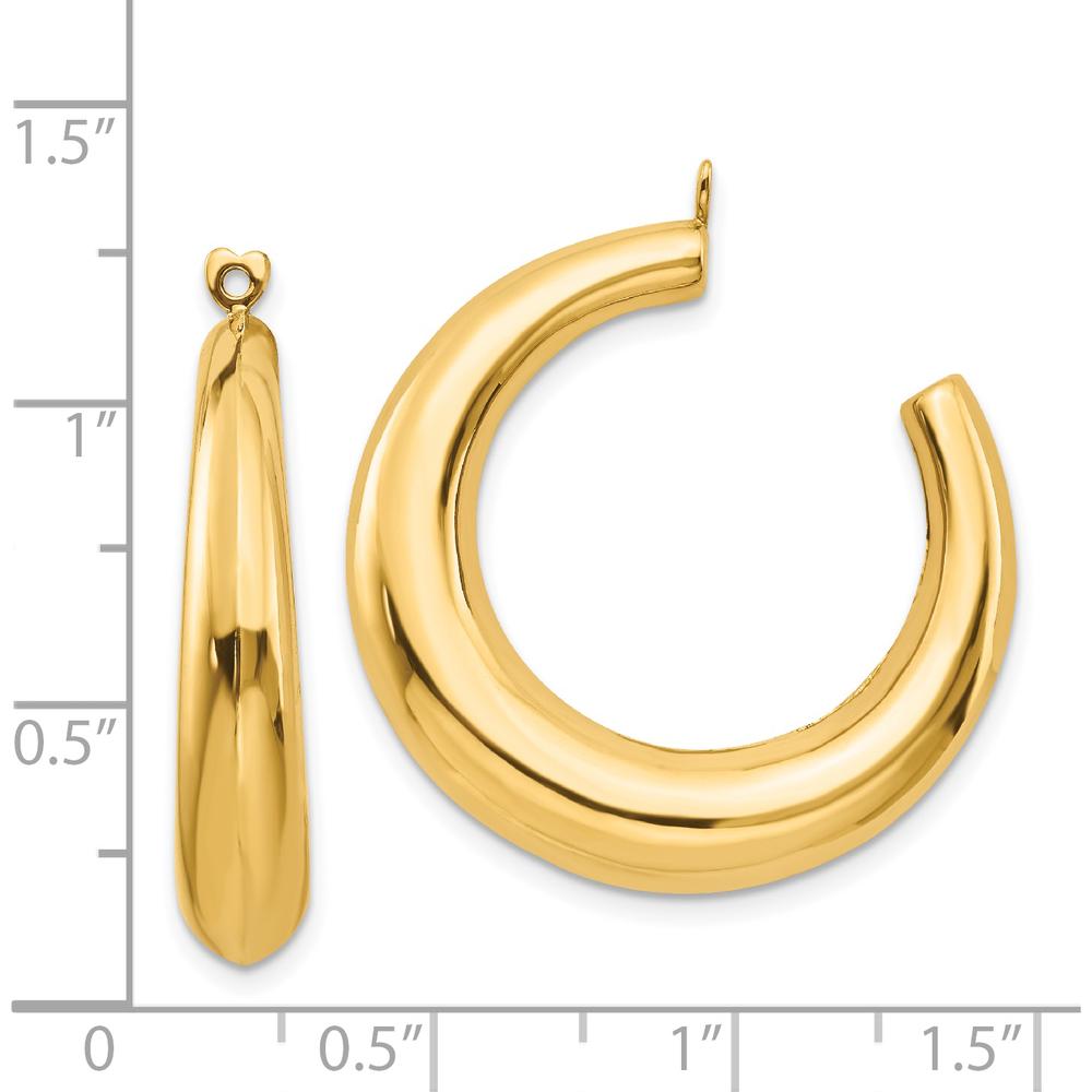 14K Yellow Gold Polished Hollow Hoop Earring Jackets - 33mm Length by Oro Pregiato