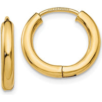 14K Yellow Gold Polished Hollow Hoop Earrings - 15mm Width, 14mm Length by 0