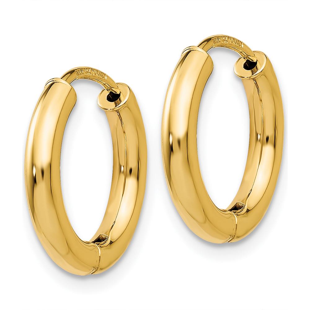 14K Yellow Gold Polished Hollow Hoop Earrings - 15mm Width, 14mm Length by 0