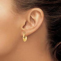 14K Yellow Gold Polished Hollow Hoop Earrings - 9mm Length, 5mm Width by 0