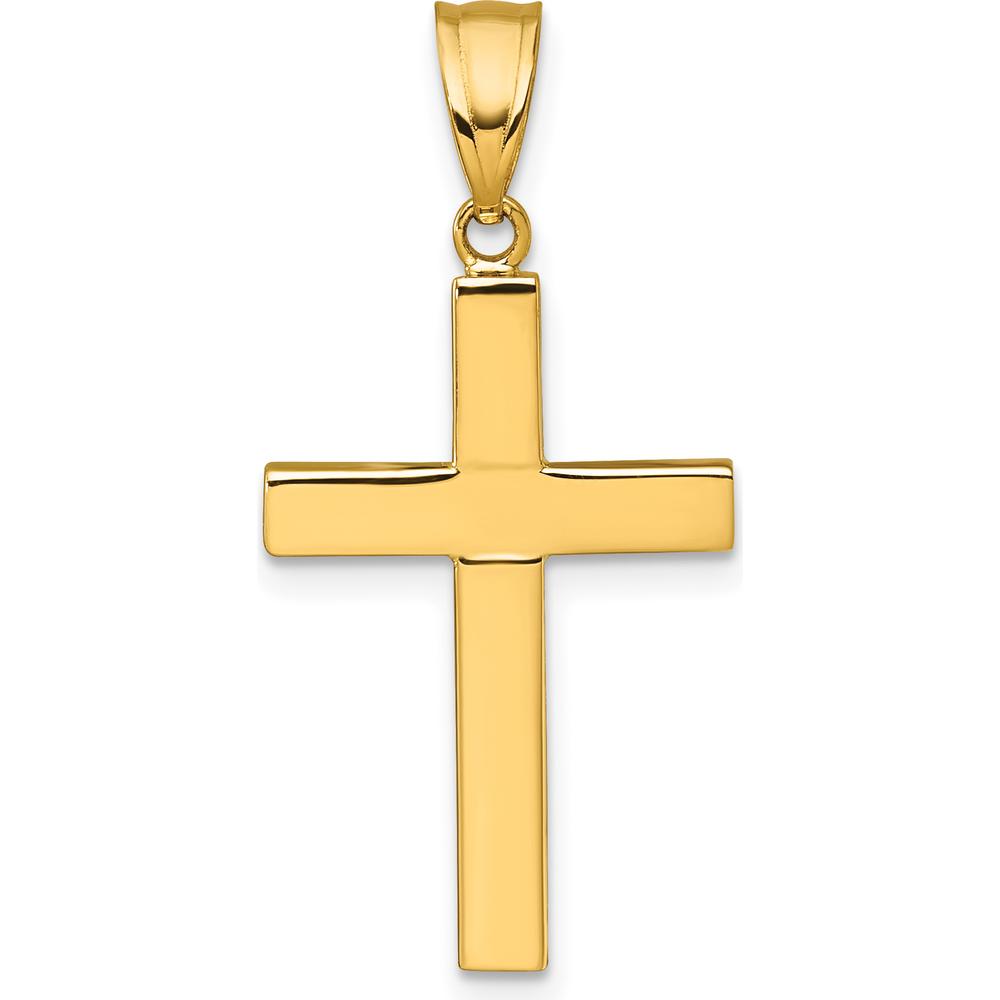 14K Yellow Gold Polished Hollow Latin Cross Pendant - 32mm by Oro Pregiato
