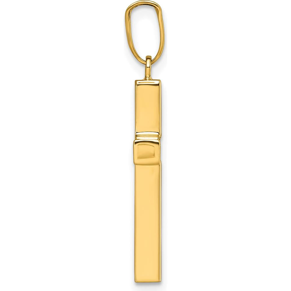 14K Yellow Gold Polished Hollow Latin Cross Pendant - 32mm by Oro Pregiato