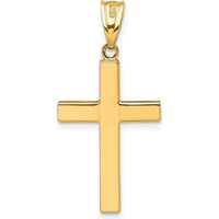 14K Yellow Gold Polished Hollow Latin Cross Pendant - 32mm by Oro Pregiato