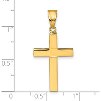 14K Yellow Gold Polished Hollow Latin Cross Pendant - 32mm by Oro Pregiato
