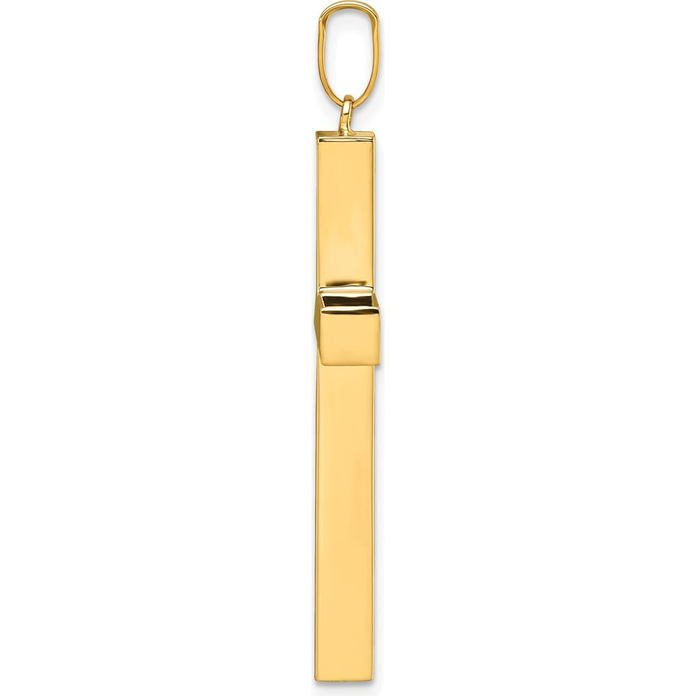 14K Yellow Gold Polished Hollow Latin Cross Pendant - 47.2mm Long by Oro Pregiato