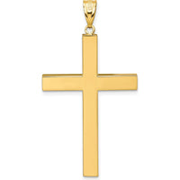 14K Yellow Gold Polished Hollow Latin Cross Pendant - 47.2mm Long by Oro Pregiato