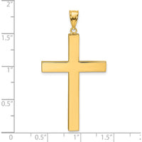 14K Yellow Gold Polished Hollow Latin Cross Pendant - 47.2mm Long by Oro Pregiato