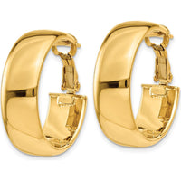 14K Yellow Gold Polished Hollow Omega Back Hoop Earrings - 24.75mm by Oro Pregiato