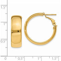 14K Yellow Gold Polished Hollow Omega Back Hoop Earrings - 24.75mm by Oro Pregiato