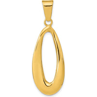 14K Yellow Gold Polished Hollow Oval Hoop Pendant - 33.81mm Length by Oro Pregiato