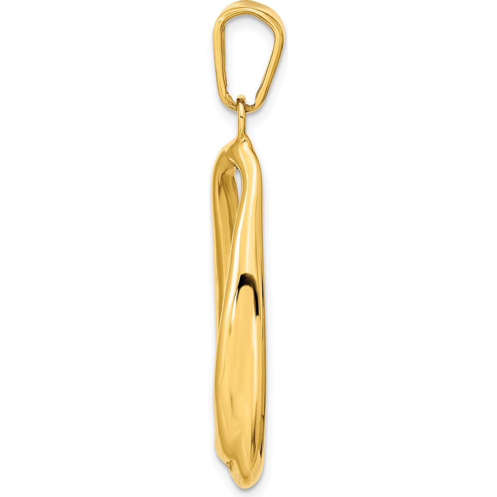 14K Yellow Gold Polished Hollow Oval Hoop Pendant - 33.81mm Length by Oro Pregiato