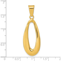 14K Yellow Gold Polished Hollow Oval Hoop Pendant - 33.81mm Length by Oro Pregiato