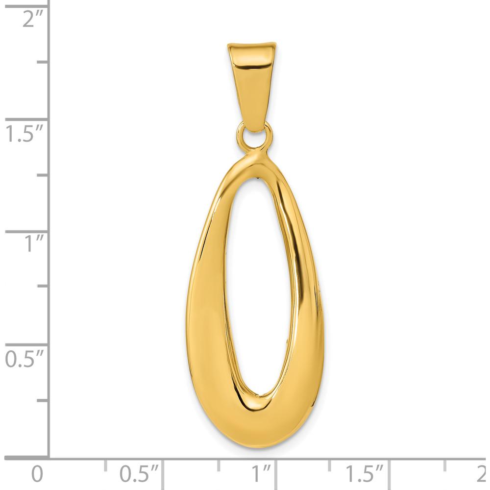 14K Yellow Gold Polished Hollow Oval Hoop Pendant - 33.81mm Length by Oro Pregiato