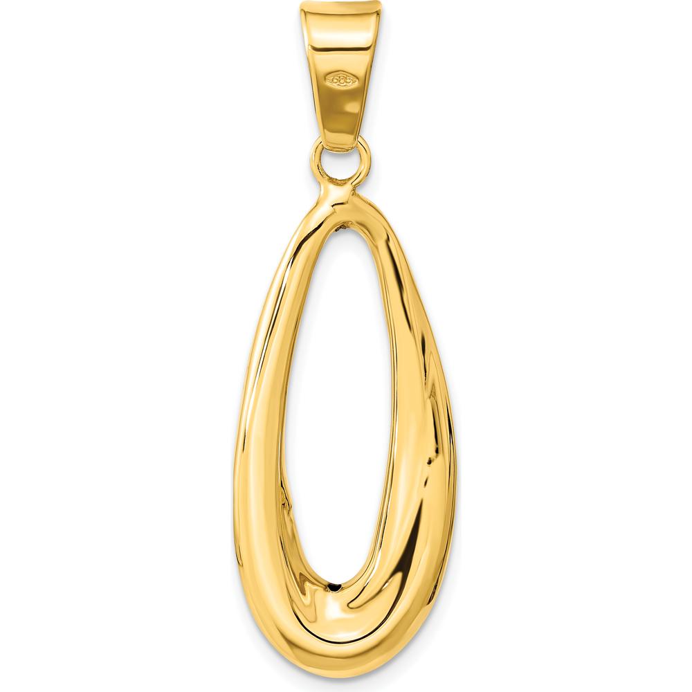 14K Yellow Gold Polished Hollow Oval Hoop Pendant - 33.81mm Length by Oro Pregiato