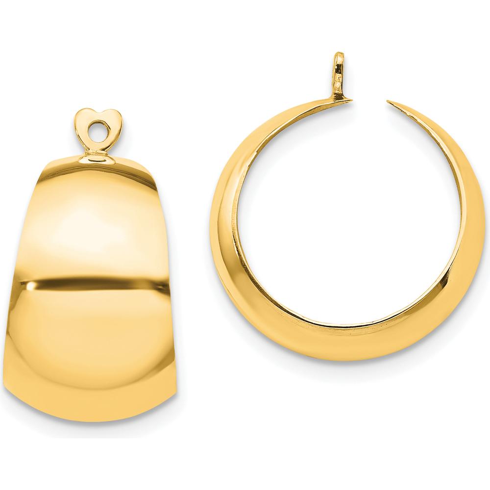 14K Yellow Gold Polished Hoop Earring Jackets - 20mm Length by Oro Pregiato