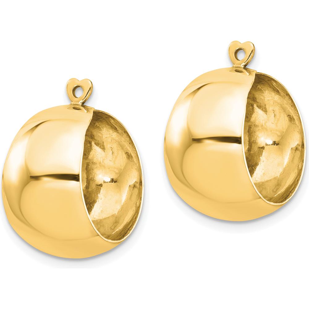 14K Yellow Gold Polished Hoop Earring Jackets - 20mm Length by Oro Pregiato