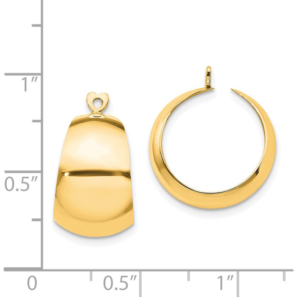 14K Yellow Gold Polished Hoop Earring Jackets - 20mm Length by Oro Pregiato