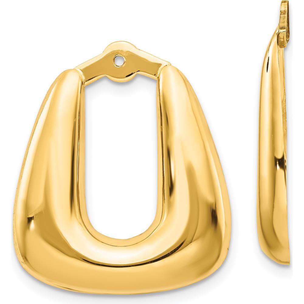 14K Yellow Gold Polished Hoop Earring Jackets - Solid Construction, 25mm Length, 20mm Width by Oro Pregiato
