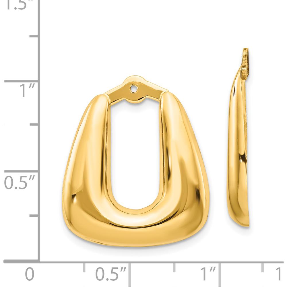 14K Yellow Gold Polished Hoop Earring Jackets - Solid Construction, 25mm Length, 20mm Width by Oro Pregiato