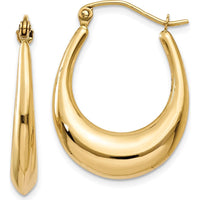 14K Yellow Gold Polished Hoop Earrings - 13mm Length by 0