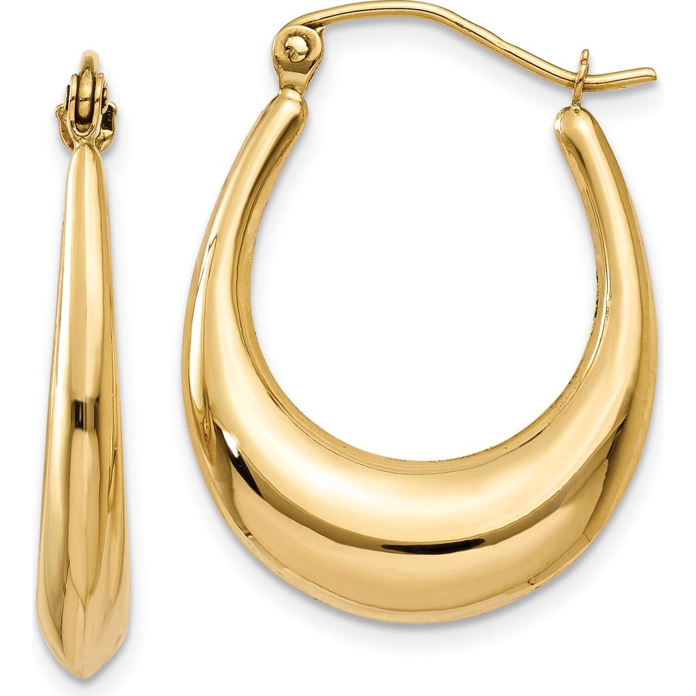 14K Yellow Gold Polished Hoop Earrings - 13mm Length by 0