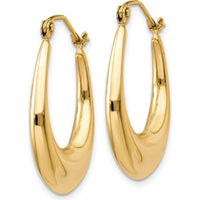 14K Yellow Gold Polished Hoop Earrings - 13mm Length by 0