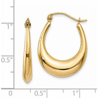 14K Yellow Gold Polished Hoop Earrings - 13mm Length by 0