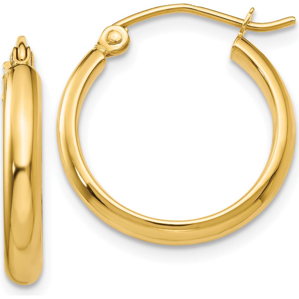 14K Yellow Gold Polished Hoop Earrings - 18mm Diameter by 0